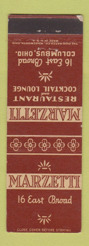 Matchbook Cover - Marzetti Restaurant Columbus OH WEAR