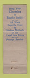 Matchbook Cover - Timothy Smith Bilt Well Overalls Work Clothes 1937 WORN