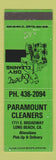 Matchbook Cover - Paramount Cleaners Long Beach CA GREEN
