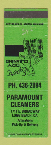 Matchbook Cover - Paramount Cleaners Long Beach CA GREEN