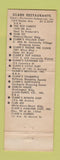 Matchbook Cover - Clark's Restaurants Seattle Bellevue WA WEAR