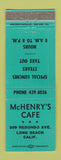 Matchbook Cover - McHenry's Cafe Long Beach CA