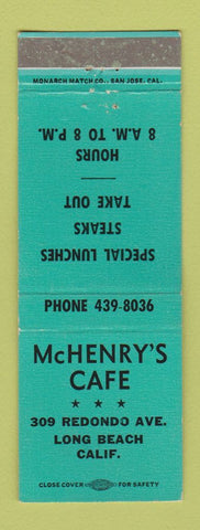 Matchbook Cover - McHenry's Cafe Long Beach CA