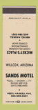 Matchbook Cover - Sands Motel Willcox AZ
