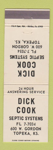 Matchbook Cover - Dick Cook Septic Systems Topeka KS