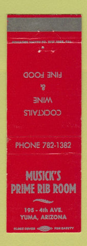Matchbook Cover - Musick's Prime Rib Room Yuma AZ