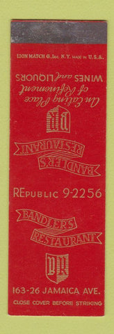 Matchbook Cover - Bandler's Restaurant  New York City Cafe Forum