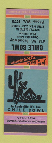 Matchbook Cover - Chile Bowl Mexican Restaurant Louisville KY