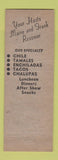 Matchbook Cover - Chile Bowl Mexican Restaurant Louisville KY