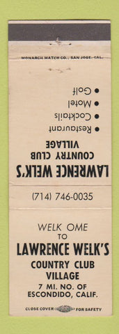 Matchbook Cover - Lawrence Welk's Country Club Village Escondido CA WEAR