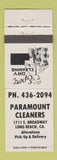 Matchbook Cover - Paramount Cleaners Long Beach CA WEAR