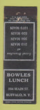 Matchbook Cover - Bowles Lunch Buffalo NY WEAR