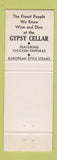 Matchbook Cover - Rabb Joska's Gypsy Cellar Cleveland OH WEAR