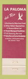 Matchbook Cover - LA Paloma Del Rio Mexican Food San Antonio TX