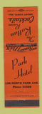 Matchbook Cover - Park Hotel Rattan Room
