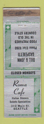 Matchbook Cover - Roma Cafe Italian Seattle WA WORN