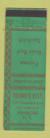 Matchbook Cover - Brown's Resaturant Kenmore NY WEAR