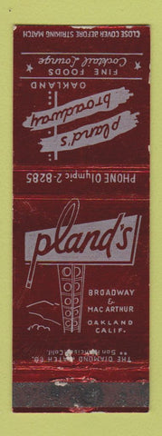 Matchbook Cover - Pland's Resaturant Oakland CA WEAR