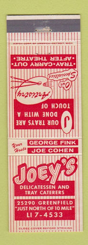Matchbook Cover - Joey's Deli Detroit? Vienna Sausage hot dogs