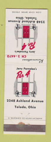 Matchbook Cover - Par 4 Jerry Parmelee's Toledo OH