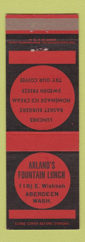 Matchbook Cover - Arland's Fountain Lunch Aberdeen WA