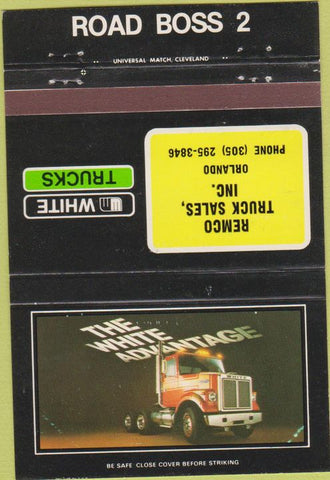 Matchbook Cover - White Semi Trucks Orlando FL 40 Strike