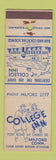 Matchbook Cover - College Inn Milford CT