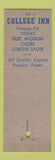 Matchbook Cover - College Inn Milford CT
