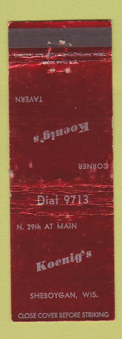 Matchbook Cover - Koenig's Sheboygan WI tavern