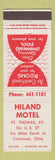 Matchbook Cover - Hiland Motel Cincinnati OH