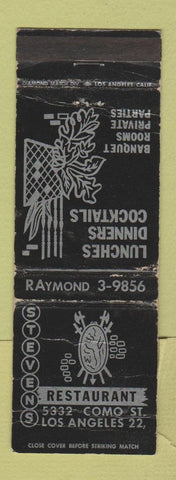 Matchbook Cover - Stevens Restaurant Los Angeles CA WEAR
