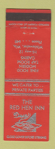Matchbook Cover - The Red Hen Inn Whitewater WI low phone #