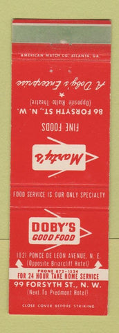 Matchbook Cover - Marty's Doby's Restaurant Atlanta GA WEAR