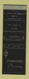 Matchbook Cover - Porter's Drug Moon Township PA WEAR