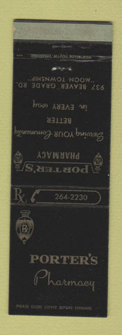 Matchbook Cover - Porter's Drug Moon Township PA WEAR