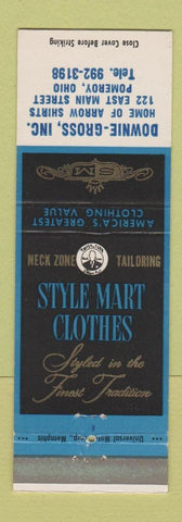 Matchbook Cover - Style Mart Men's Clothes Downie Gross Pomeroy OH