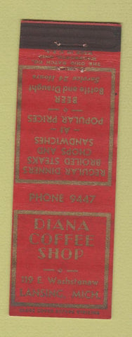 Matchbook Cover - Diana Coffee Shop Lansing MI
