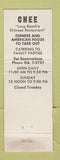 Matchbook Cover - Chee Chinese Restaurant Long Beach CA WEAR