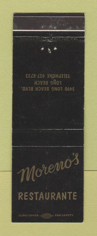 Matchbook Cover - Moreno's Restaurante Long Beach CA WEAR