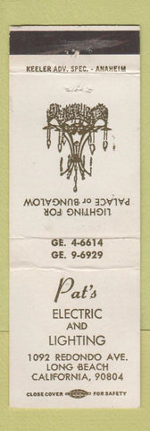 Matchbook Cover - Pat's Electric and Lighting Long Beach CA WEAR