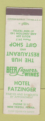 Matchbook Cover - Hotel Fatzinger New Tripoli PA WEAR