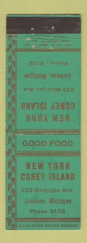 Matchbook Cover - New York Coney Island Jackson MI