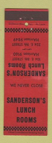 Matchbook Cover - Sanderson's Lunch Rooms Kansas City MO WEAR