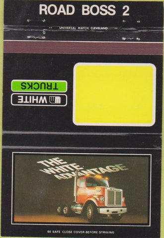 Matchbook Cover - White Semi Trucks BLANK Road Boss 40 Strike