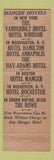 Matchbook Cover - Manger Hotels Vanderbilt New York City
