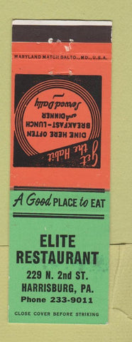 Matchbook Cover - Elite Restaurant Harrisburg PA