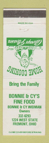 Matchbook Cover - Bonnie & Cy's Fine Food Fremont OH