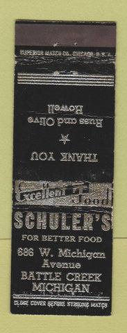 Matchbook Cover - Schuler's Restaurant Battle Creek MI WEAR