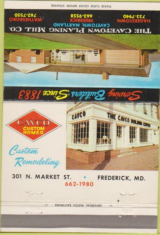 Matchbook Cover - Cavetown Planing Mill Frederick Hagerstown MD 40 Strike