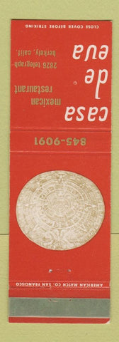 Matchbook Cover - Casa De Eua Mexican Restaurant Berkeley CA